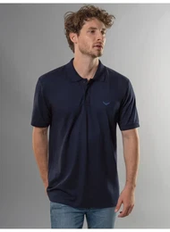 Poloshirt Poloshirt DELUXE Piqu , Herren, Gr. S, blau (navy), 100% Baumwolle, Basic, Kurzarm, Shirts