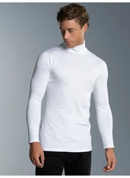 Rollkragenshirt Rollkragenshirt , Herren, Gr. XXL, wei, 95% Baumwolle, 5% Elastan, Basic, Langarm, Shirts