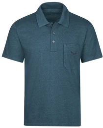 Poloshirt Poloshirt aus Single-Jersey , Herren, Gr. XL, blau (jeans, melange), 100% Baumwolle, Basic, Kurzarm, Shirts