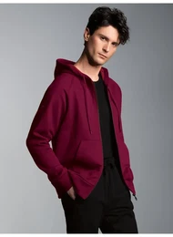 Sweatjacke Sweatjacke mit Kapuze , Herren, Gr. 4XL, rot (chianti, melange), 70% Baumwolle, 30% Polyester, Basic, Sweatjacken