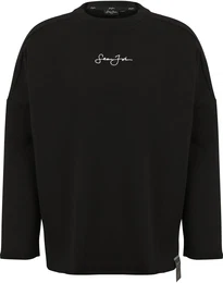 Rundhalspullover Herren JM231-001-02 SJ Script Logo Loose Fit Crew , Herren, Gr. XL, schwarz, 100% Baumwolle, mehrfarbig, casual, relaxed fit, Rundhals, Langarm, Pullover
