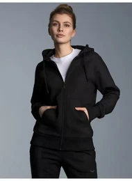 Sweatjacke Sweatjacke mit Kapuze , Damen, Gr. L, schwarz, 70% Baumwolle, 30% Polyester, Basic, Sweatjacken