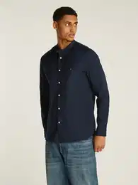 Langarmhemd NATURAL SOFT SOLID MAO RF SHIRT , Herren, Gr. S, N-Gr, blau (desert sky), Web, Obermaterial: 100% Baumwolle, elegant, Basic, Langarm 2-Knopf-Manschette, Hemden, mit Markenstreifen innen am rmelschlitz