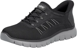 Slip-On Sneaker , Herren, Gr. 46, schwarz, Textil, Lederimitat, sportlich, Schuhe, Halbschuh, Freizeitschuh, Schlupfschuh mit Gummizug