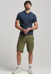 Poloshirt CLASSIC PIQUE POLO , Herren, Gr. L, blau (bright blau marl), Single Jersey, Obermaterial: 100% Baumwolle, meliert, bestickt, modisch, slim fit, Rundhals, Kurzarm, Shirts