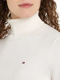 Strickpullover CO JERSEY STITCH ROLL-NK SWT Gr. L (40), wei (ivory petal) Damen Pullover mit Rollkragen
