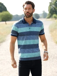 Poloshirt CATAMARAN Kurzarm-Shirt , Herren, Gr. 48/50, blau (blau, trkis, gestreift), 100% Baumwolle, gemustert, gestreift, Shirts