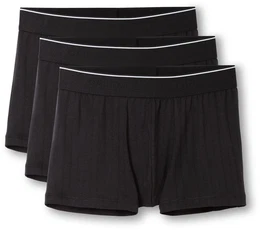 Boxershorts Pure & Style , Herren, Gr. S (46/48), schwarz, Single Jersey, Obermaterial: 94% Baumwolle, 6% Elasthan, unifarben, normal, Unterhosen, im attraktiven 3er-Pack