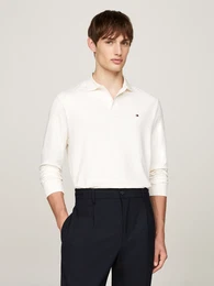Langarm-Poloshirt L/S LIQUID COTTON REG POLO , Herren, Gr. M, wei (ivory petal), Jersey, Obermaterial: 100% Baumwolle, casual, Langarm, Shirts