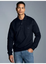 Sweatshirt Langarm Polo aus Sweat-Qualitt , Herren, Gr. XXL, blau (navy), 70% Baumwolle, 30% Polyester, Basic, Sweatshirts