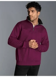 Sweatshirt Sweatshirt mit Reiverschluss , Herren, Gr. S, rot (sangria), 70% Baumwolle, 30% Polyester, Basic, Sweatshirts