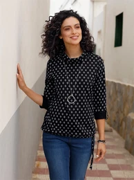 Rollkragenshirt INSPIRATIONEN Rollkragen-Shirt Gr. 48, schwarz (schwarz, ecru, bedruckt) Damen Shirts