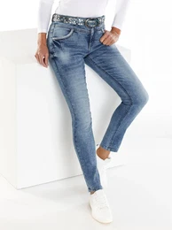 Bequeme Jeans Gr. 46, Normalgren, blau (blue, bleached) Damen Jeans