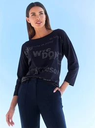 Rundhalsshirt Shirt Gr. 46, blau (marine) Damen Shirts