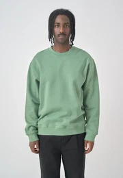 Sweatshirt Ligull Boxy , Herren, Gr. M, grn, 100% Baumwolle, bestickt, casual, Rundhals, Sweatshirts, mit kleiner Mwenstickerei