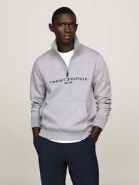 Sweatshirt TOMMY LOGO MOCKNECK , Herren, Gr. XL, grau (medium grau heather), Obermaterial: 70% Baumwolle, 30% Polyester, casual, normal, Langarm Rippbndchen, Sweatshirts
