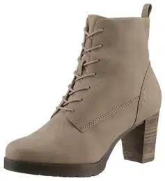 Schnrstiefelette Gr. 37, grau (taupe) Damen Schuhe Trichterabsatz, Stiefelette, Businessmode in veganer Verarbeitung