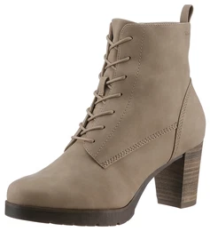 Schnrstiefelette Gr. 39, grau (taupe) Damen Schuhe Trichterabsatz, Stiefelette, Businessmode in veganer Verarbeitung