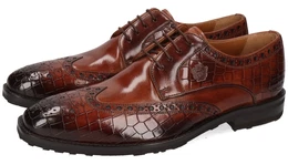 Budapester Flynn 4 - vegetabil gegerbtes Leder , Herren, Gr. 42, braun (braun used), Leder, Lyralochung, Reptilienprgung, elegant, Schuhe, Brogue, Anzugschuh, Schnrschuh mit Flgelkappe