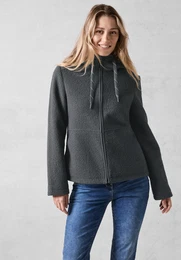 Fellimitatjacke Gr. M (40), grau (grey fusion) Damen Jacken mit Kapuze
