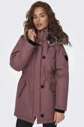 Parka ONLIRIS FUR WINTER PARKA LIFE CC OTW Gr. XS (34), rot (rose brown detail:brown fur) Damen Jacken mit verdeckter Knopfleiste