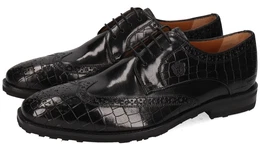 Budapester Flynn 4 - vegetabil gegerbtes Leder Gr. 41, schwarz Herren Schuhe Brogue, Anzugschuh, Schnrschuh mit Flgelkappe