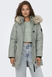 Parka ONLIRIS FUR WINTER PARKA LIFE CC OTW Gr. L (40), grn (shadow detail:nature fur) Damen Jacken mit verdeckter Knopfleiste