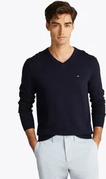 Strickpullover ESSENTIAL COTTON V NECK , Herren, Gr. XXXL, blau (desert sky), Strick, Obermaterial: 100% Baumwolle, casual, V-Ausschnitt, Langarm Rippbndchen, Pullover