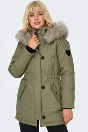 Parka ONLIRIS FUR WINTER PARKA LIFE CC OTW Gr. M (38), grn (mermaid detail:nature fur) Damen Jacken mit verdeckter Knopfleiste