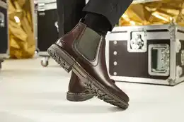Chelseaboots Gr. 41, braun (dunkelbraun) Herren Schuhe Schlupfboots, Business-Stiefelette mit Stretch
