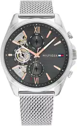 Multifunktionsuhr BAKER , silber (silberfarben, grau), Armbanduhren, Herren, Quarzuhr, Armbanduhr, Herrenuhr, Edelstahlarmband, analog, Tag