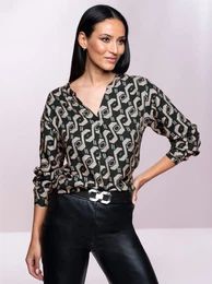 Langarmbluse Gr. 40, schwarz (schwarz, bedruckt) Damen Blusen