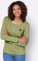 T-Shirt CASUAL LOOKS Shirt , Damen, Gr. 54, grn (lindgrn), 95% Baumwolle, 5% Elasthan, unifarben, Rundhals, Shirts