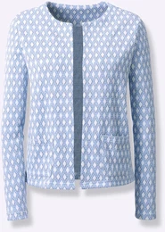 Shirtjacke INSPIRATIONEN Shirtjacke Gr. 52, blau (bleu, ecru, gemustert) Damen Shirts