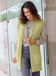 Strickweste INSPIRATIONEN Gr. 54, grn (lindgrn) Damen Westen