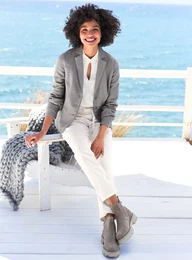 Jerseyblazer Jersey-Blazer Gr. 42, grau (hellgrau, anthrazit, meliert) Damen Blazer