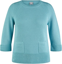 3/4 Arm-Pullover Gr. 50, blau (pfauenblau) Damen Pullover in Strick-Optik