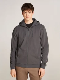 Hoodie FZ HOODIE , Herren, Gr. S (48), grau (schwarz ash), Sweatware, Obermaterial: 64% Baumwolle, 34% Polyester, 2% Elasthan, UNDERWEAR, unifarben, Basic, normal hftlang, Langarm Rippbndchen, Sweatshirts, mit Logostickereien