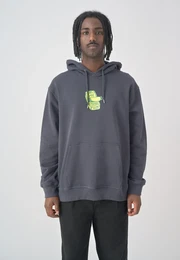 Kapuzensweatshirt Boxy Hooded Sardinade , Herren, Gr. M, grau (dunkelgrau), 100% Baumwolle, bedruckt, casual, normal, ohne Ausschnitt, Langarm, Sweatshirts, mit lockerem Schnitt
