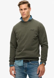 Sweatshirt ESSENTIAL LOGO CREW SWEATSHIRT , Herren, Gr. M, grn (dunkelgrau grn), Sweatware, Obermaterial: 70% Baumwolle, 30% Polyester, unifarben, modisch, loose fit, Rundhals, Langarm Rippbndchen, Sweatshirts