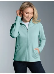 Sweatjacke Jacke mit funkelnden Strass-Steinen , Damen, Gr. XXXL, blau (gletscher), 55% Polyester, 45% Baumwolle, casual, Sweatjacken