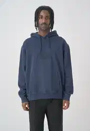 Kapuzensweatshirt Boxy Hooded Residence , Herren, Gr. M, blau (dunkelblau), 100% Baumwolle, bestickt, casual, normal, ohne Ausschnitt, Langarm, Sweatshirts, im lockeren Schnitt