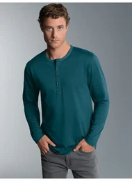 Longsleeve Langarmshirt mit Knopfleiste , Herren, Gr. XXL, blau (saphir), 100% Baumwolle, casual, Langarm, Shirts