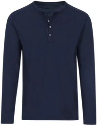 Longsleeve Langarmshirt mit Knopfleiste , Herren, Gr. 4XL, blau (navy), 100% Baumwolle, casual, Langarm, Shirts