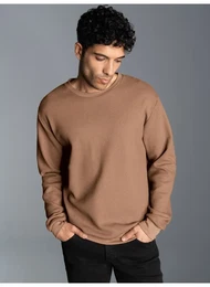 Sweatshirt Sweatshirt in Waffeloptik , Herren, Gr. XXXL, braun (haselnuss), 100% Baumwolle, casual, Sweatshirts