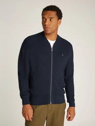 Strickjacke STRUCTURE BASEBALL ZIP THROUGH Gr. XL, blau (desert sky) Herren Strickjacken in Rippoptik, Reiverschluss, Logostickerei