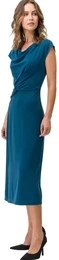 Midikleid mit Wasserfallausschnitt Gr. 40, Normalgren, blau (sailor blue) Damen Kleider drapiert gerafft