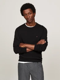 Rundhalspullover ESSENTIAL COTTON CREW NECK , Herren, Gr. XXXL, schwarz, Strick, Obermaterial: 100% Baumwolle, casual, regular fit, Rundhals, Langarm Rippbndchen, Pullover