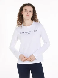 Langarmshirt REG CORP LOGO C-NK LS , Damen, Gr. XXL (44), wei (th optic wei), Jersey, Obermaterial: 100% Baumwolle, unifarben, bedruckt, Basic, normal hftlang, Rundhals, Langarm eingesetzt abgesteppt, Shirts, mit Logoschriftzug