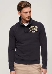 Sweatshirt Vintage Athletic Henley Jumper , Herren, Gr. L, blau (eclipse navy), angeraute Sweatware, Obermaterial: 100% Baumwolle, unifarben, modisch, Langarm, Sweatshirts